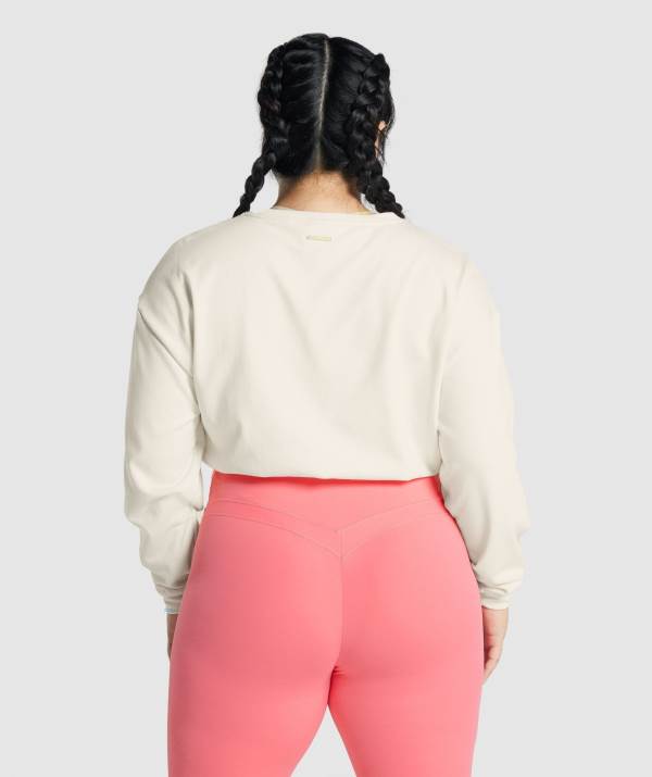 Damske Pulovre Gymshark Whitney Cropped Krém | DQ5723469